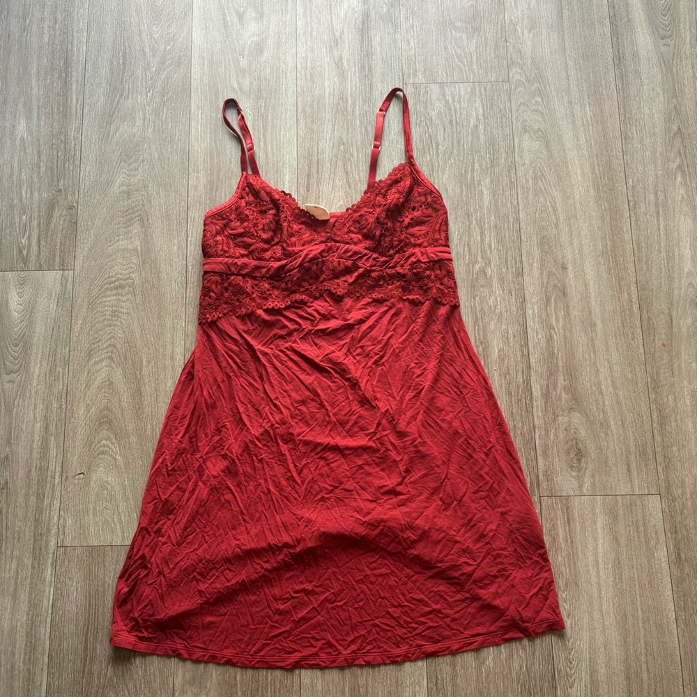Soma Maroon Lace Trim Camisole Slip